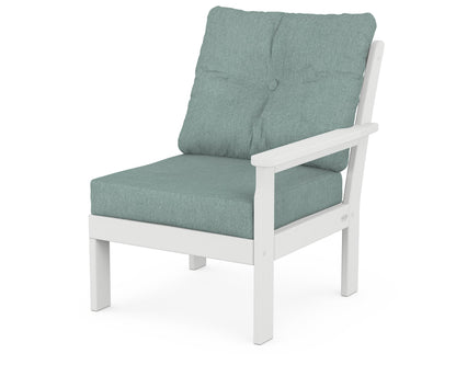 POLYWOOD® Vineyard Modular Right Arm Chair in White / Glacier Spa