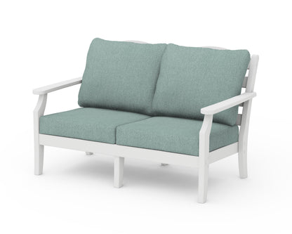 Draper James™ by  POLYWOOD® Savannah Deep Seating Loveseat in White / Glacier Spa