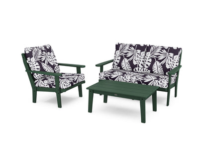POLYWOOD® Lakeside 3-Piece Deep Seating Set in Green / Leaf Navy