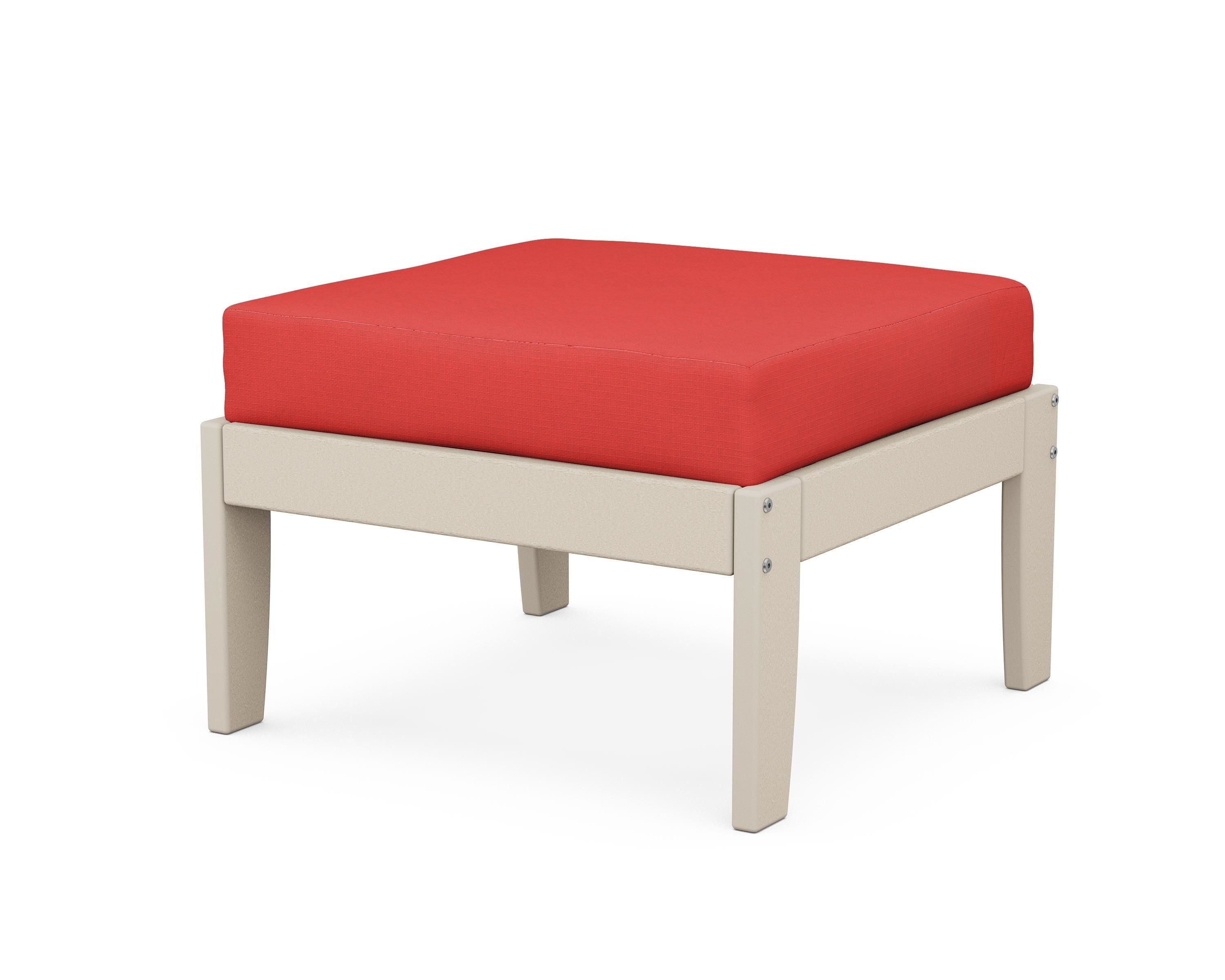 Unbranded Modular Ottoman - Classic in Sand / Crimson Linen