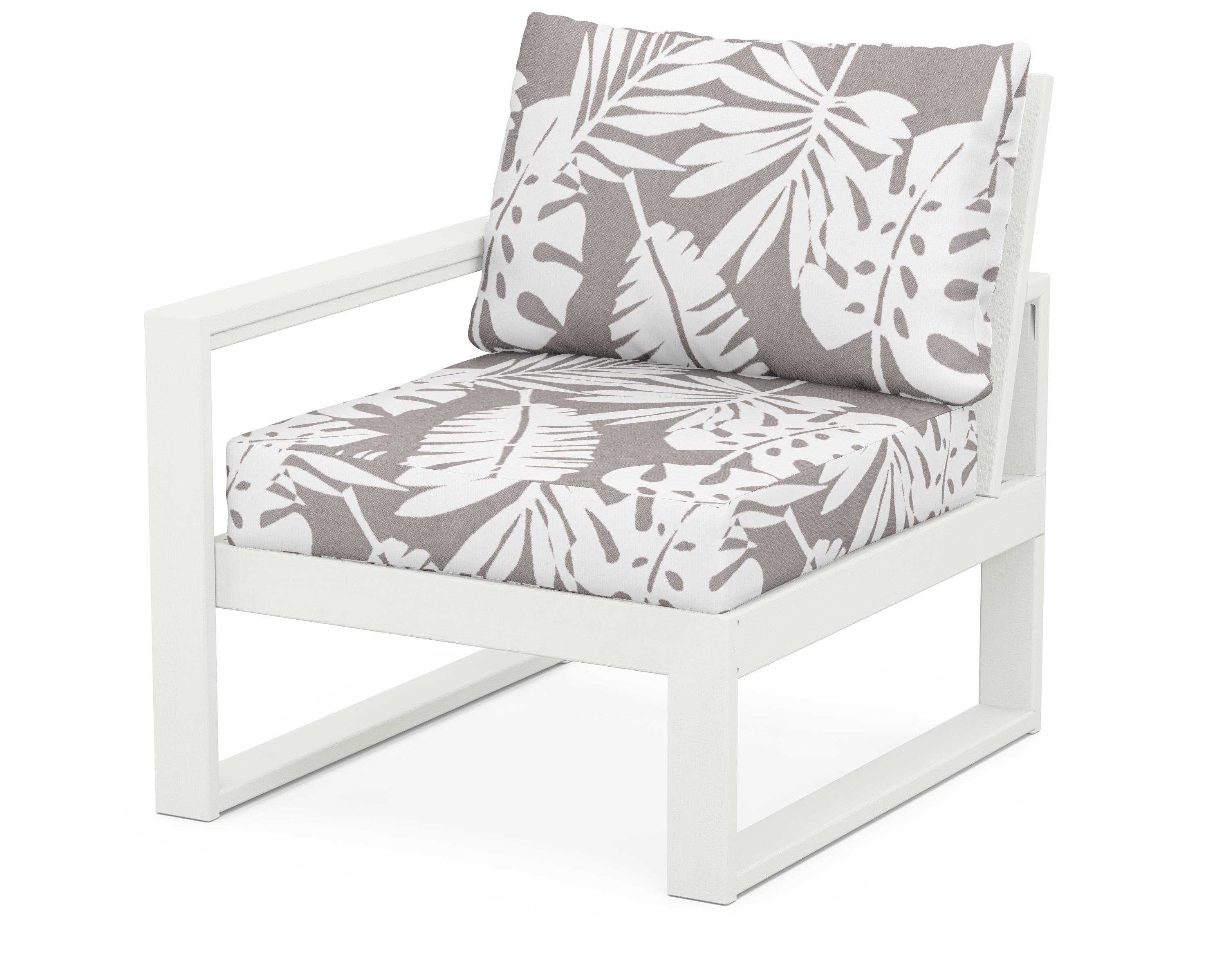 POLYWOOD® EDGE Modular Left Arm Chair in Vintage White / Leaf Grey Mist