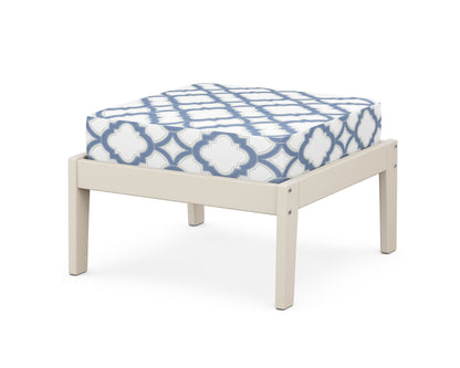Unbranded Deep Seating Ottoman in Sand / Trellis Sky Blue
