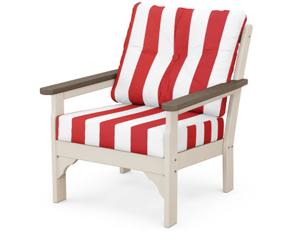 POLYWOOD® Vineyard Deep Seating Chair in Sand / Kona / Cabana Stripe Crimson