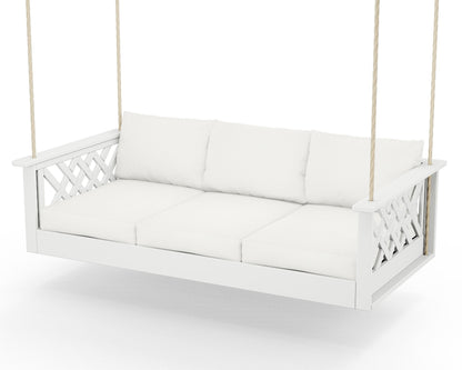 Country Living Wovendale Daybed Swing in White / Natural Linen