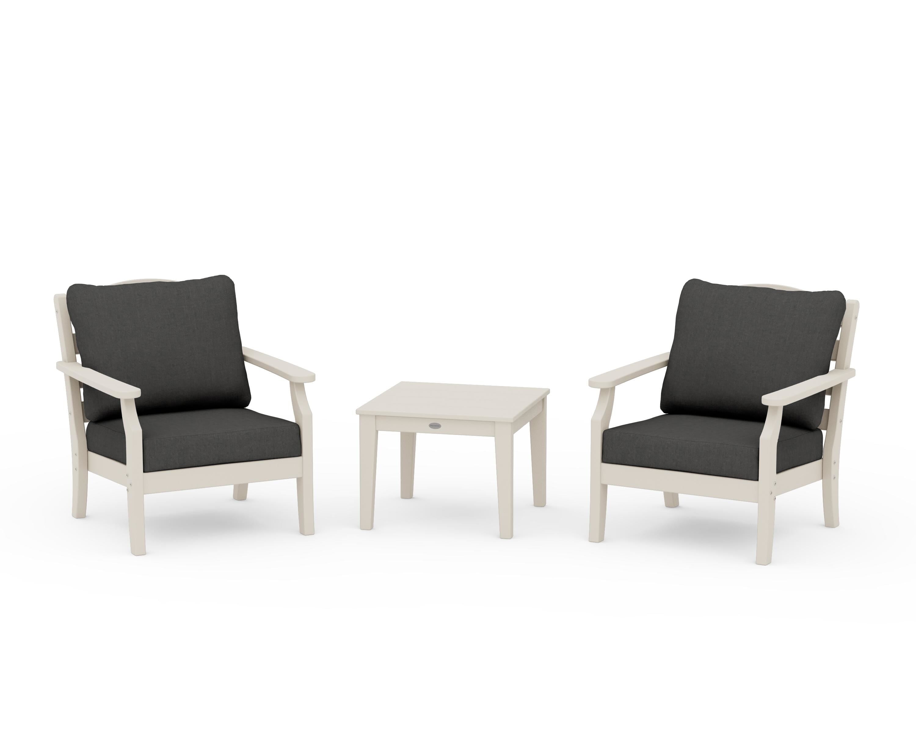 Draper James™ by  POLYWOOD® Savannah 3-Piece Deep Seating Set in Sand / Spectrum Carbon