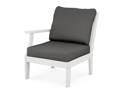 POLYWOOD® Braxton Modular Left Arm Chair in White / Spectrum Carbon