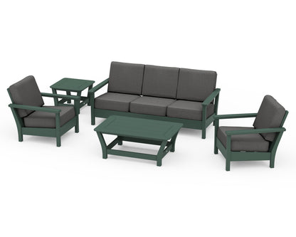 POLYWOOD® Harbour 5-Piece Deep Seating Set in Green / Spectrum Carbon