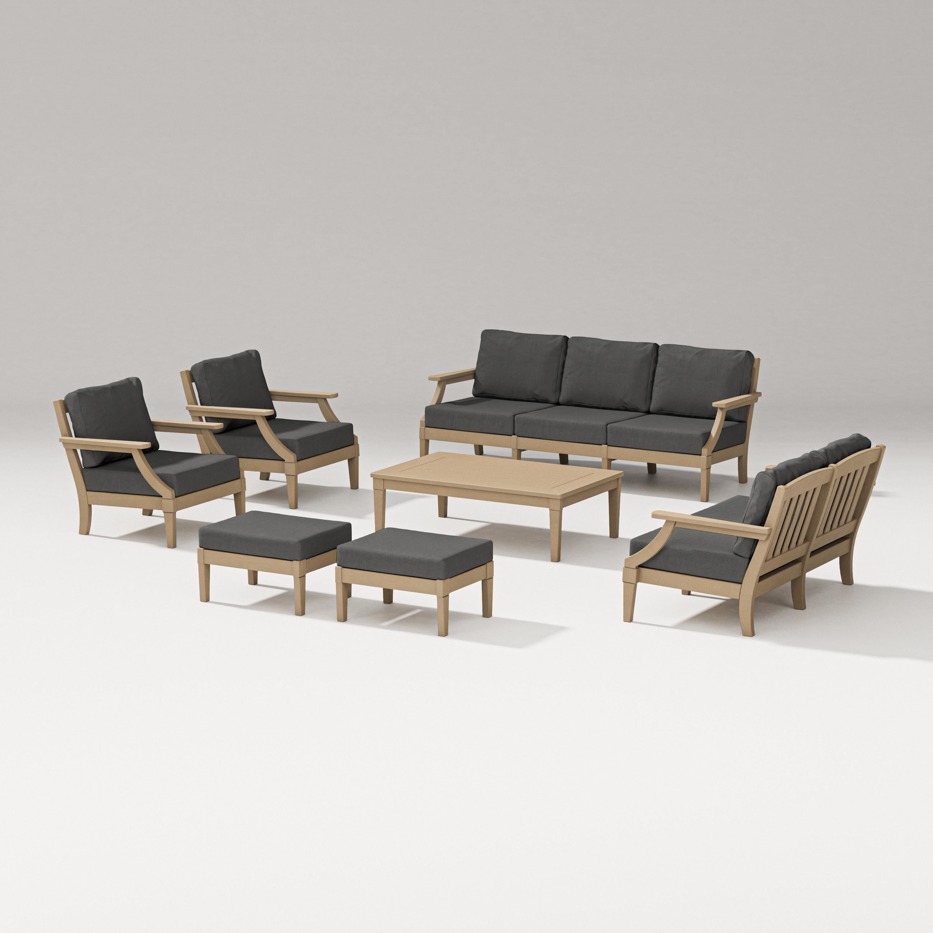 PW Designer Series Estate 7-Piece Lounge Sofa Set in Vintage Sahara / Spectrum Carbon