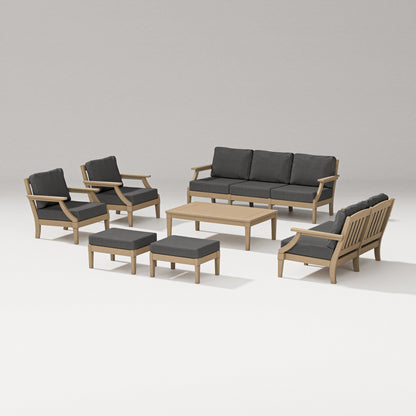 PW Designer Series Estate 7-Piece Lounge Sofa Set in Vintage Sahara / Spectrum Carbon