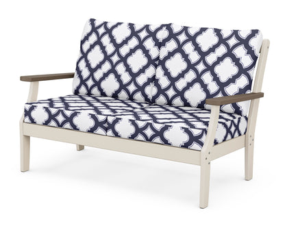 POLYWOOD® Braxton Deep Seating Loveseat in Sand / Kona / Trellis Navy