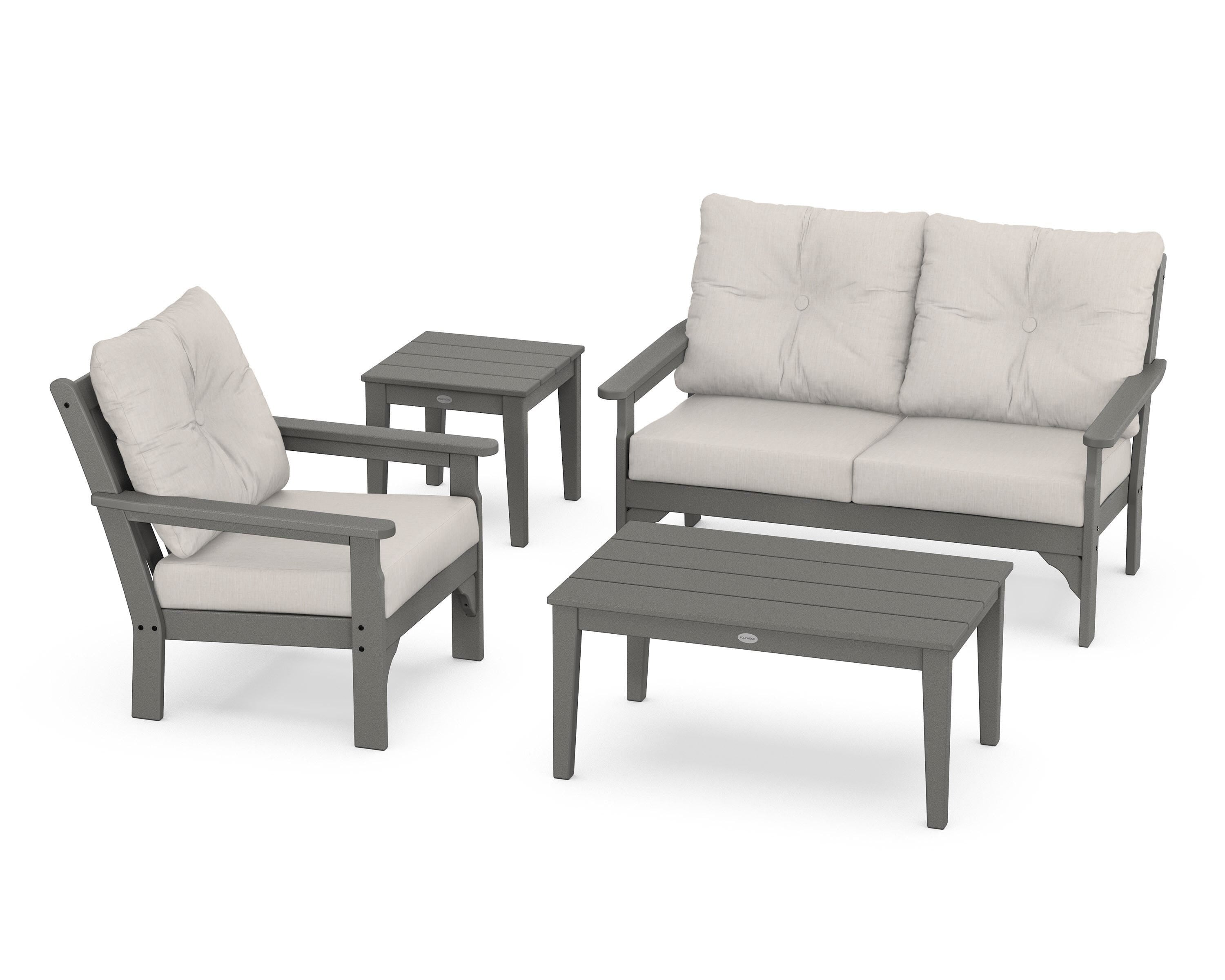 POLYWOOD® Vineyard 4-Piece Deep Seating Set in Slate Grey / Cast Ash