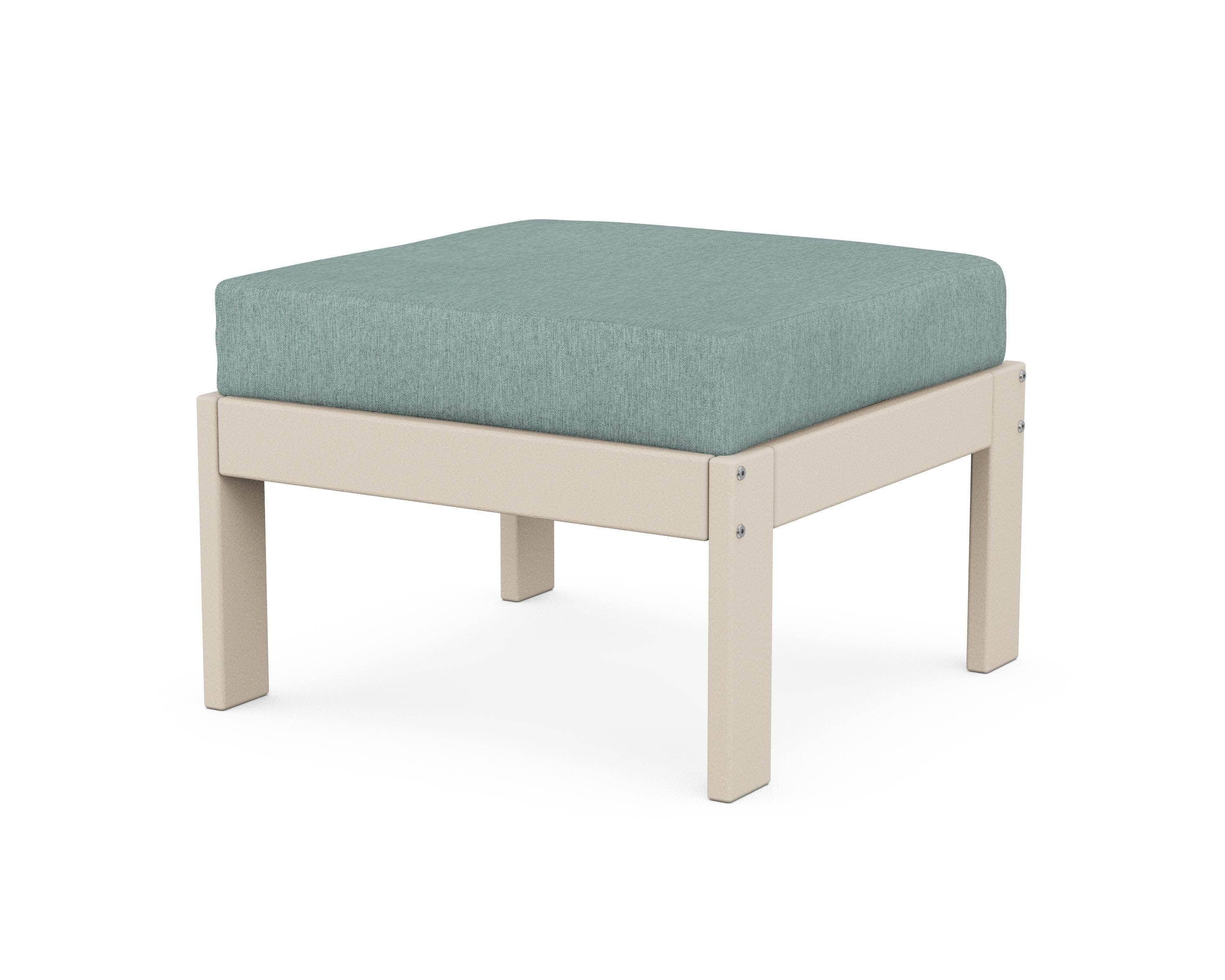 POLYWOOD® Vineyard Modular Ottoman in Sand / Glacier Spa