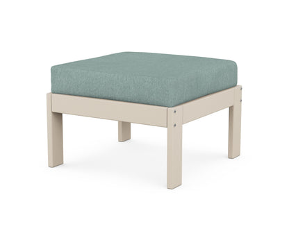POLYWOOD® Vineyard Modular Ottoman in Sand / Glacier Spa