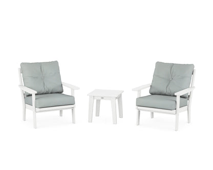 POLYWOOD® Oxford 3-Piece Deep Seating Set in White / Spa