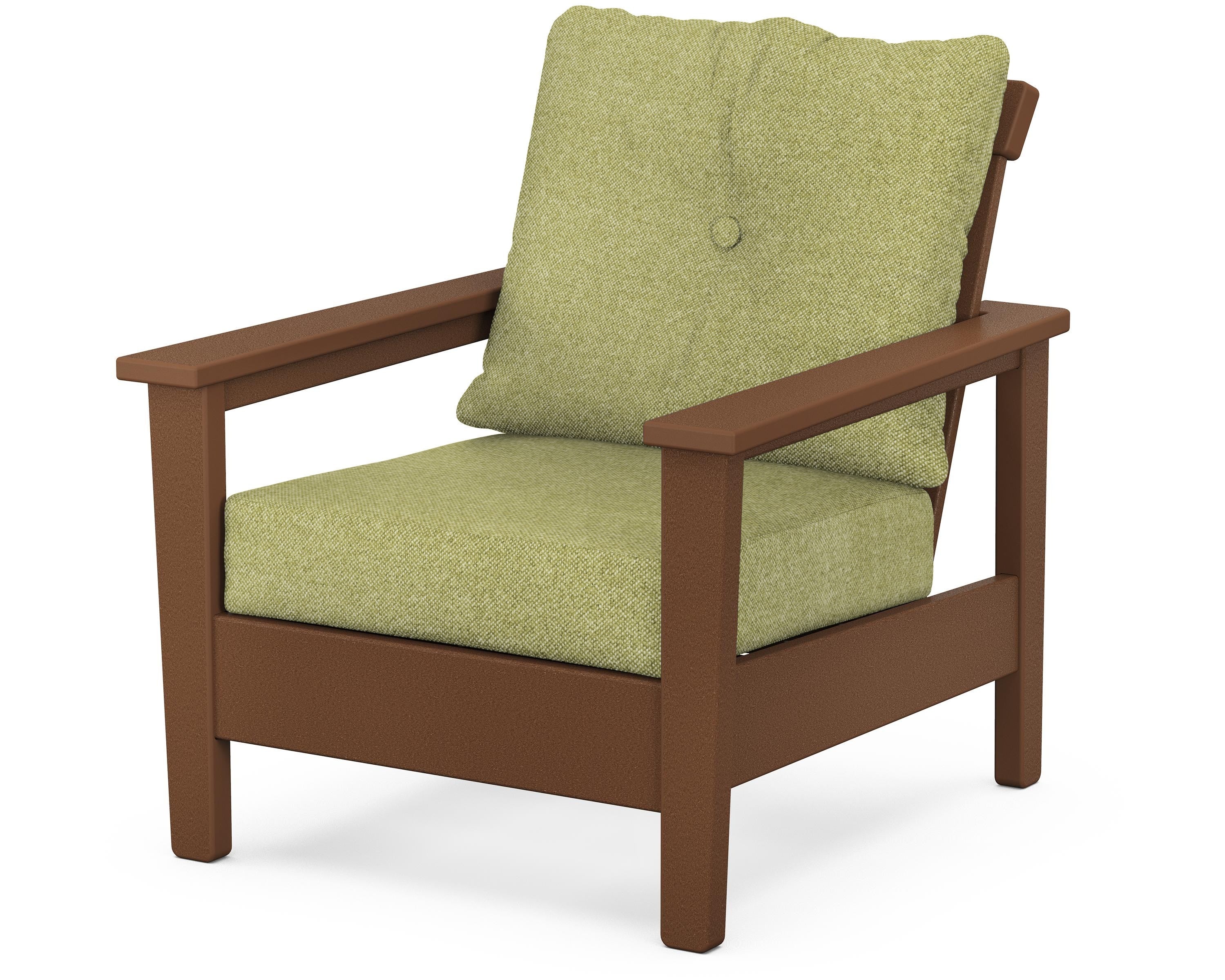 POLYWOOD® Prescott Deep Seating Chair in Teak / Chartreuse Boucle