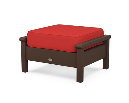 POLYWOOD® Harbour Deep Seating Ottoman in Mahogany / Crimson Linen