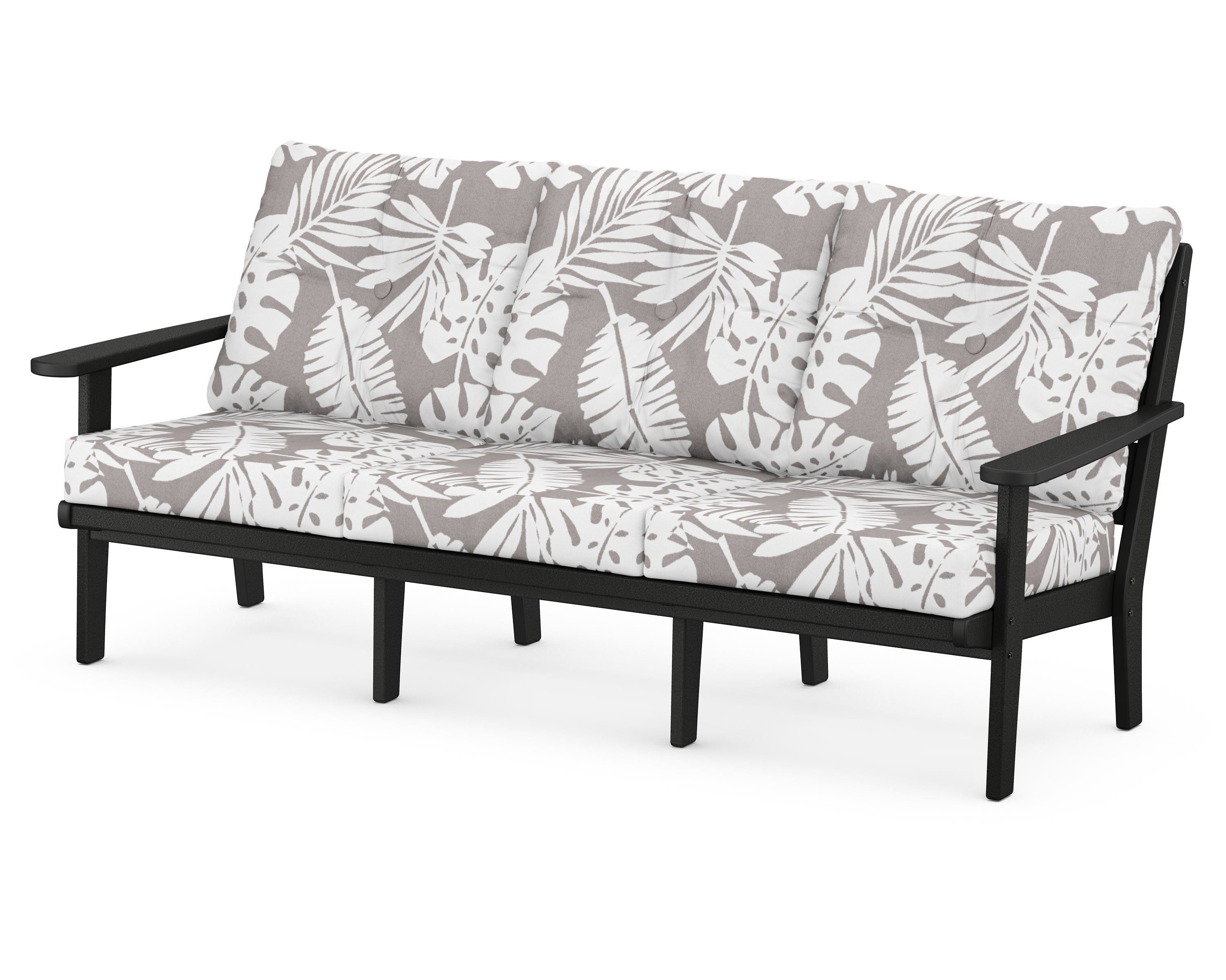 POLYWOOD® Lakeside Deep Seating Sofa in Black / Leaf Grey Mist