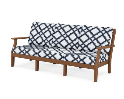 Martha Stewart by POLYWOOD® Chinoiserie Deep Seating Sofa in Teak / Trellis Marine Indigo