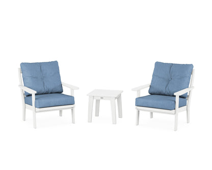POLYWOOD® Mission 3-Piece Deep Seating Set in White / Sky Blue