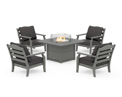 Draper James™ by  POLYWOOD® Savannah 5-Piece Deep Seating Set with Fire Pit Table in Slate Grey / Ash Charcoal