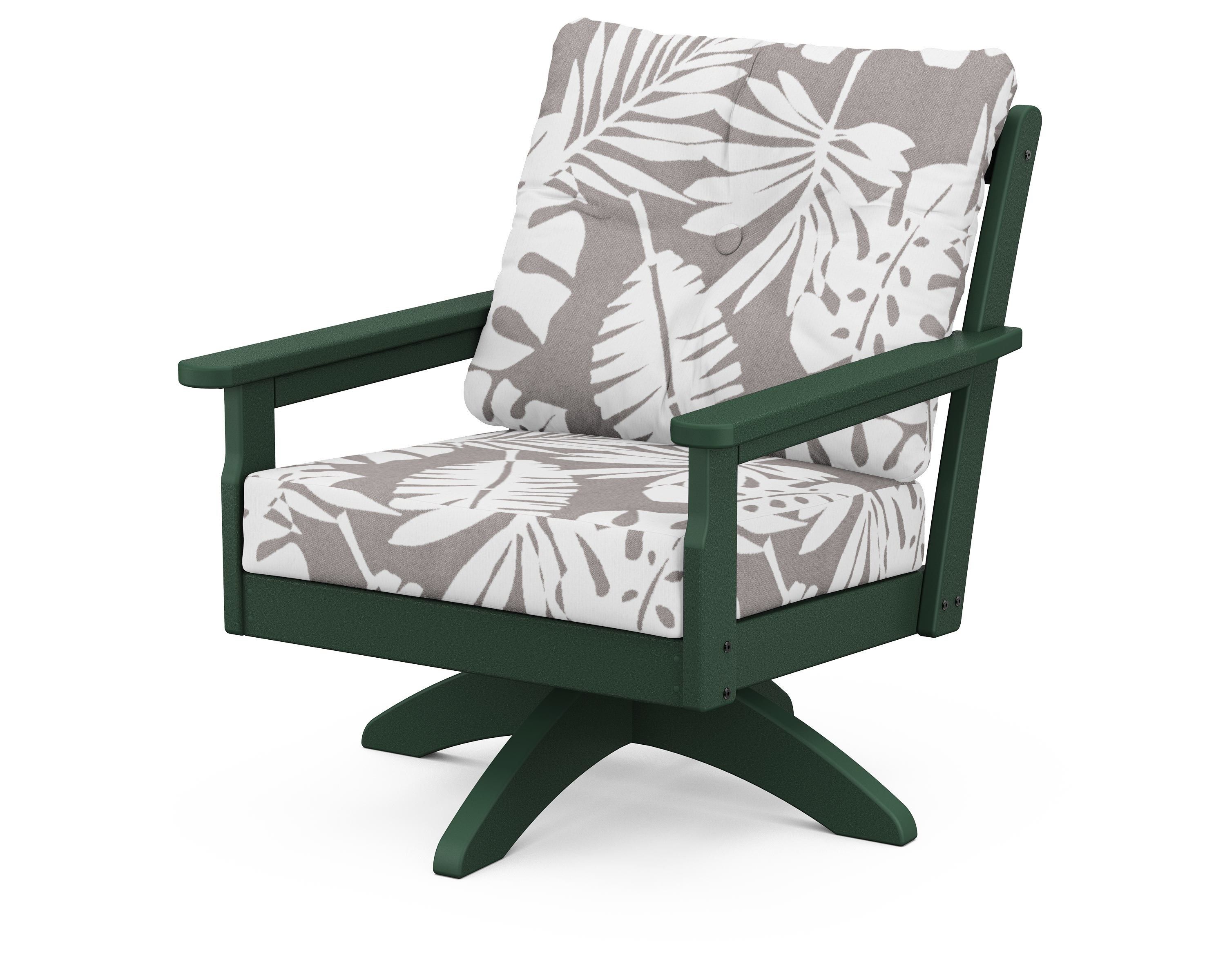 POLYWOOD® Vineyard Deep Seating Swivel Chair in Green / Leaf Grey Mist