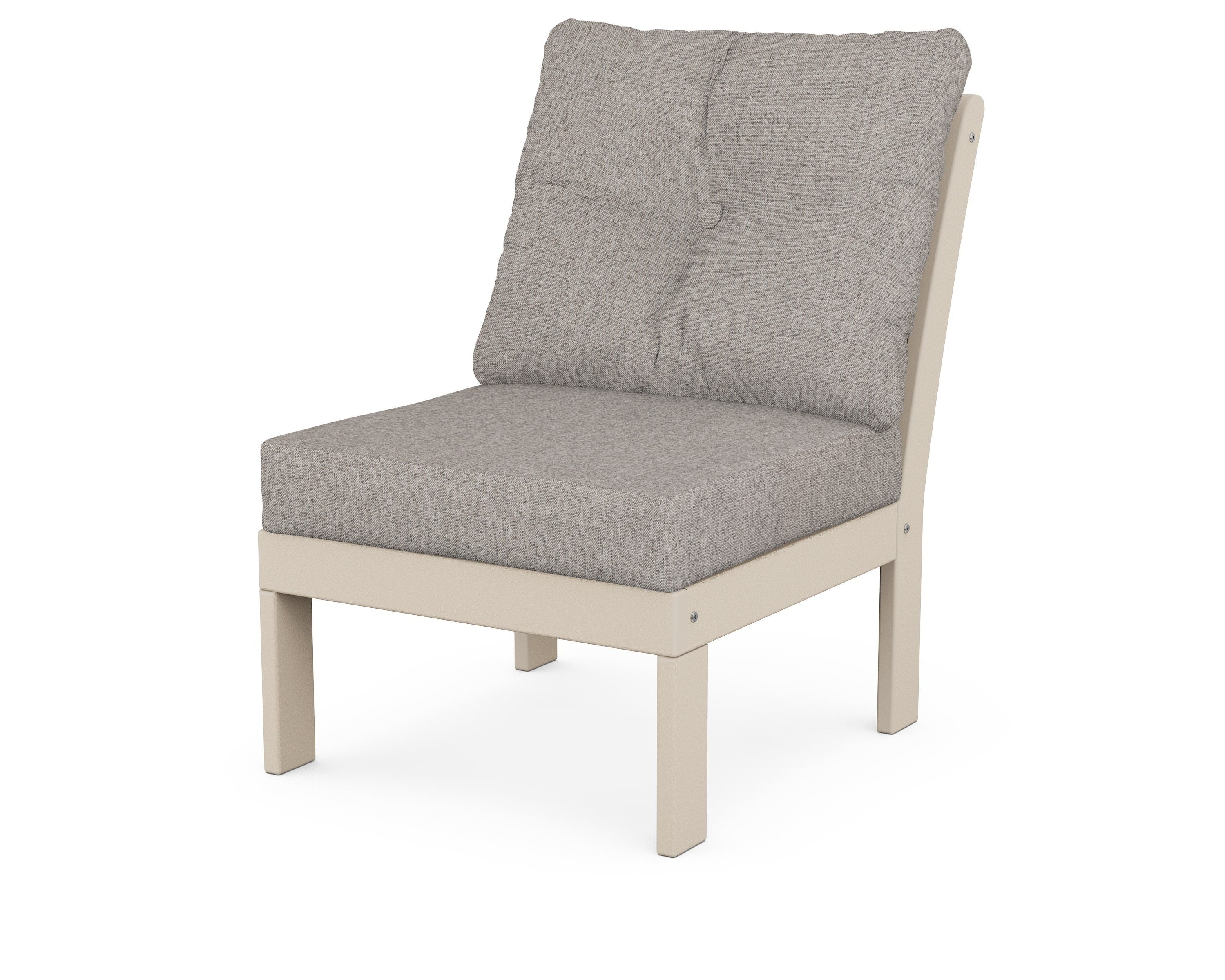POLYWOOD® Vineyard Modular Armless Chair in Sand / Weathered Tweed