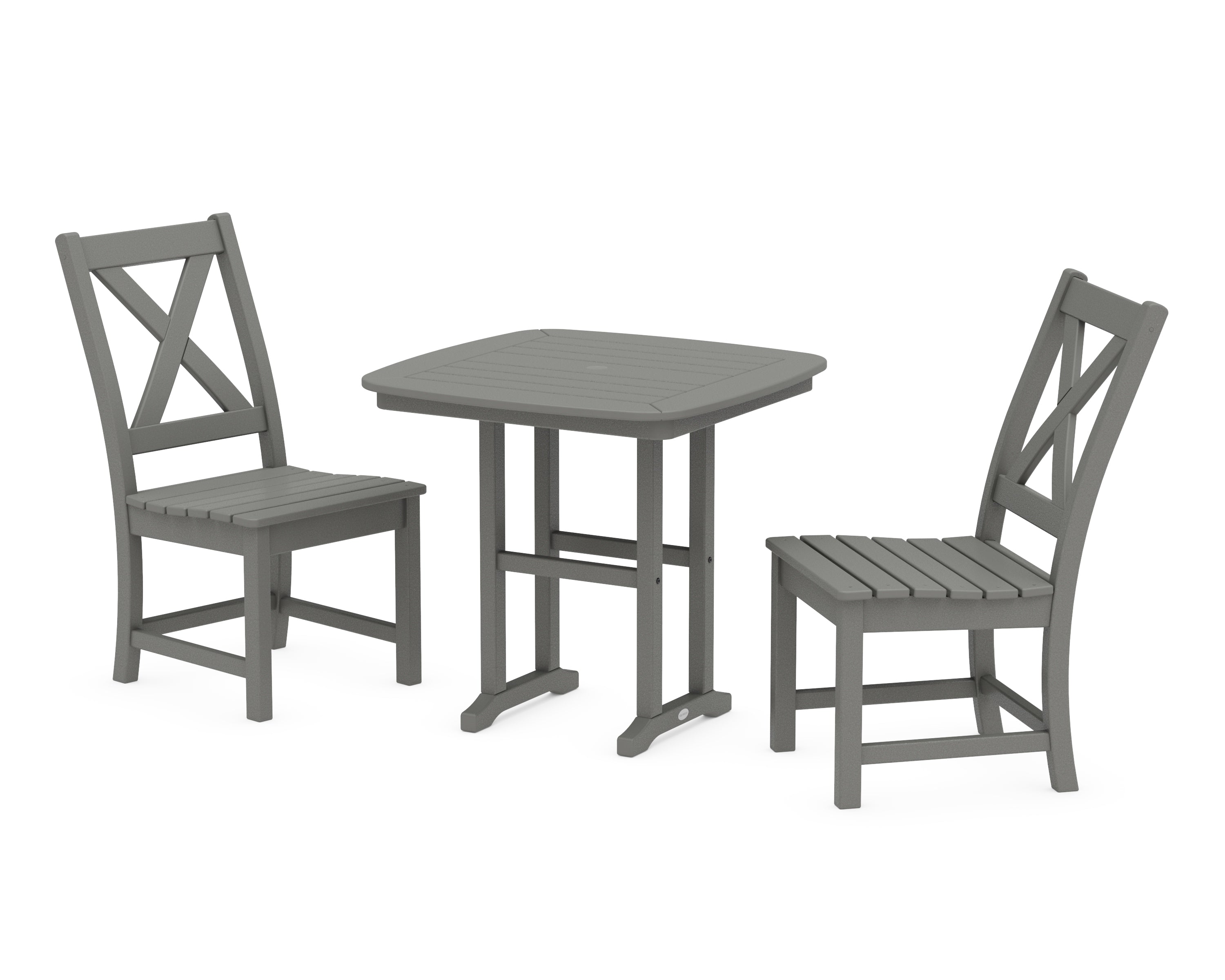 POLYWOOD® Braxton Side Chair 3-Piece Dining Set in Slate Grey