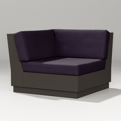 PW Designer Series Elevate Modular Corner Chair in Vintage Coffee / Navy Linen