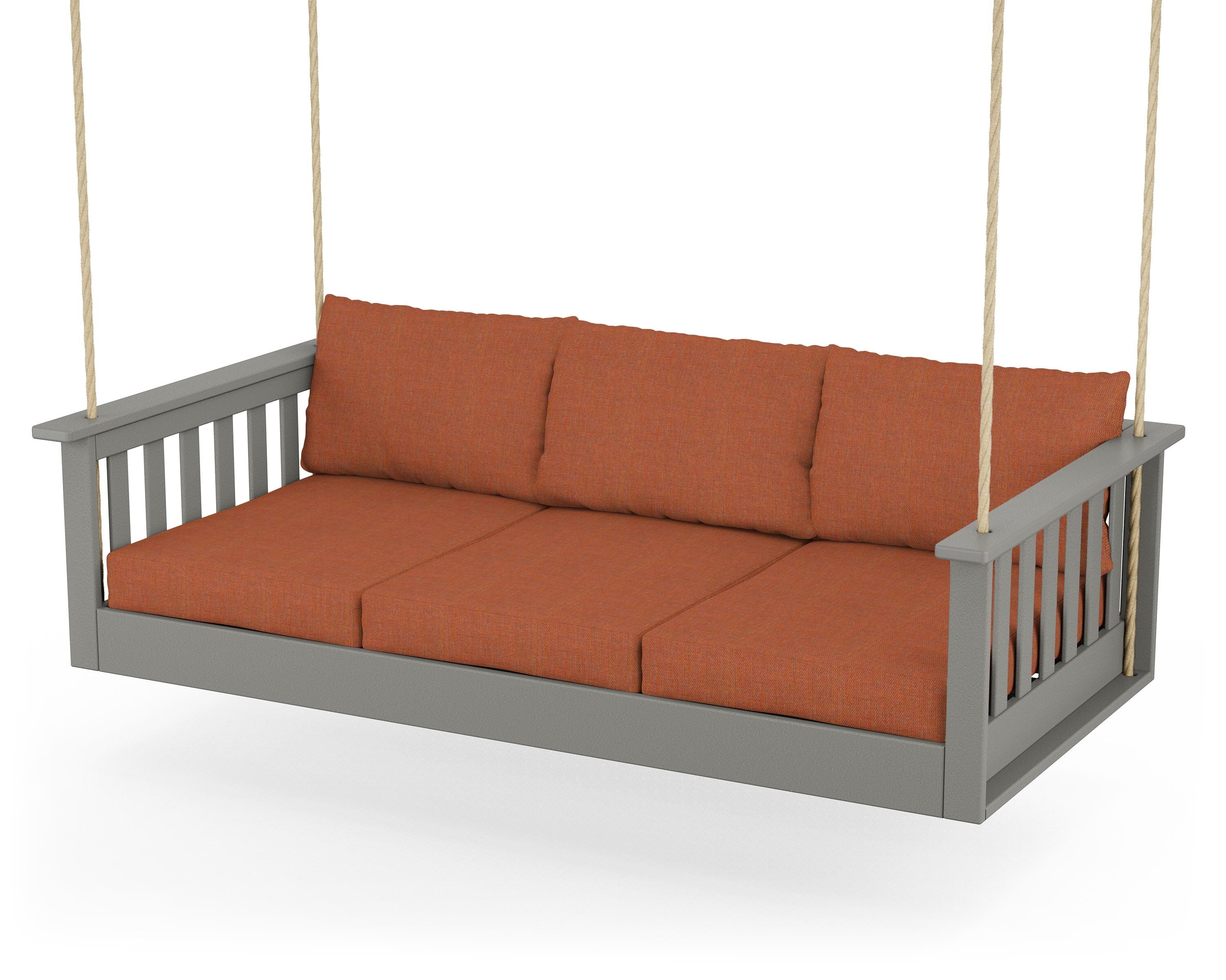 POLYWOOD® Vineyard Daybed Swing in Slate Grey / Play Adobe