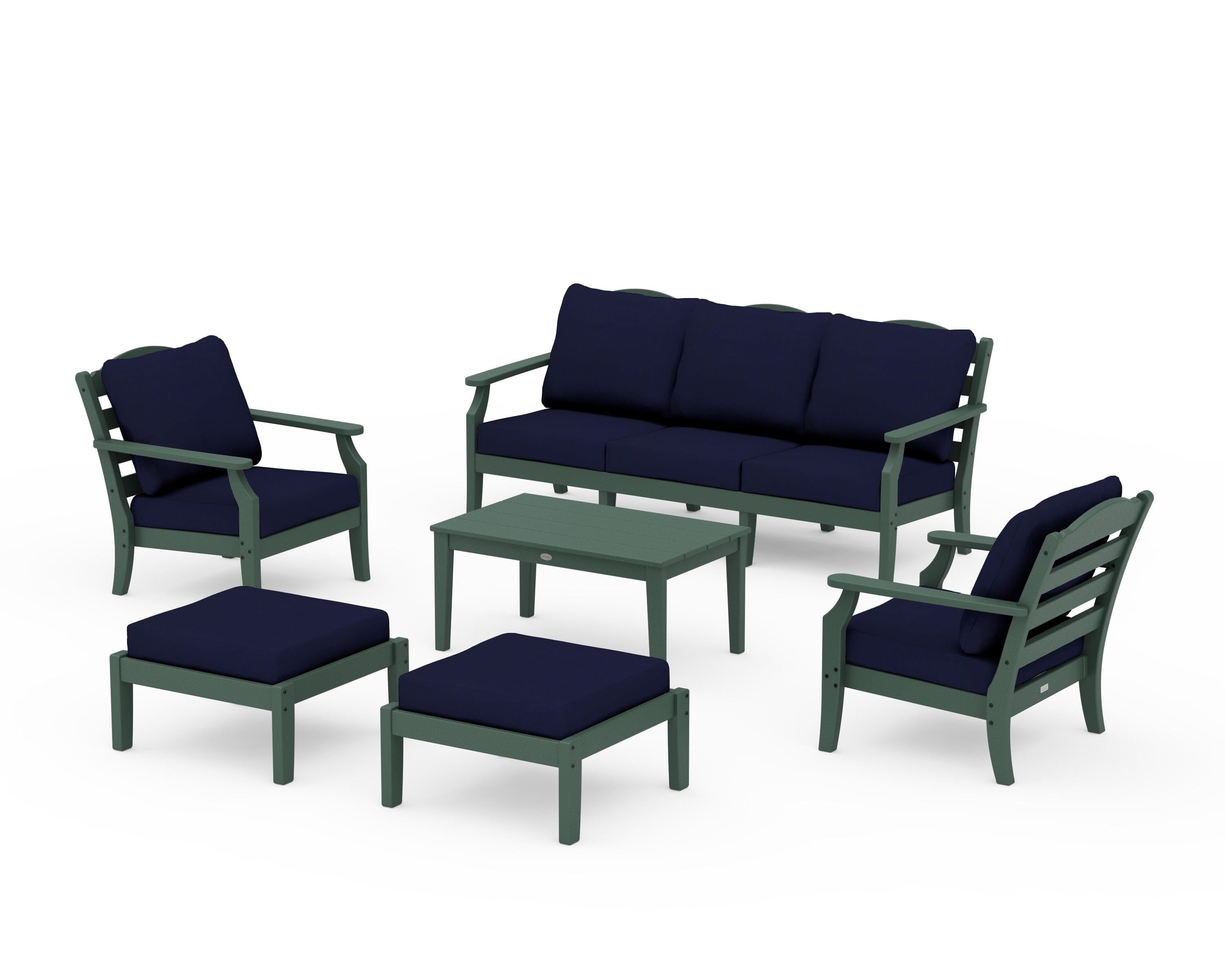 Draper James™ by  POLYWOOD® Savannah 6-Piece Lounge Sofa Set in Green / Navy
