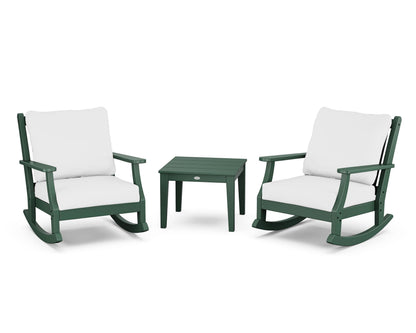 Country Living Wovendale 3-Piece Deep Seating Rocker Set in Green / Natural