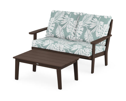 POLYWOOD® Lakeside 2-Piece Lounge Loveseat Set in Mahogany / Leaf Glacier Spa