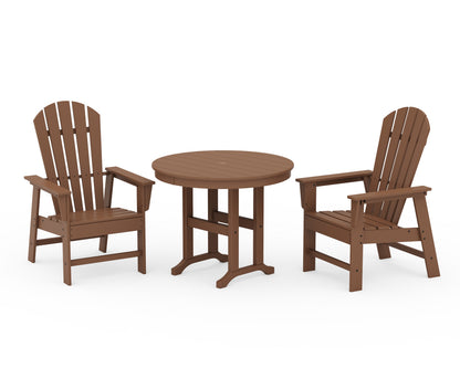 POLYWOOD® South Beach 3-Piece Round Farmhouse Dining Set in Teak