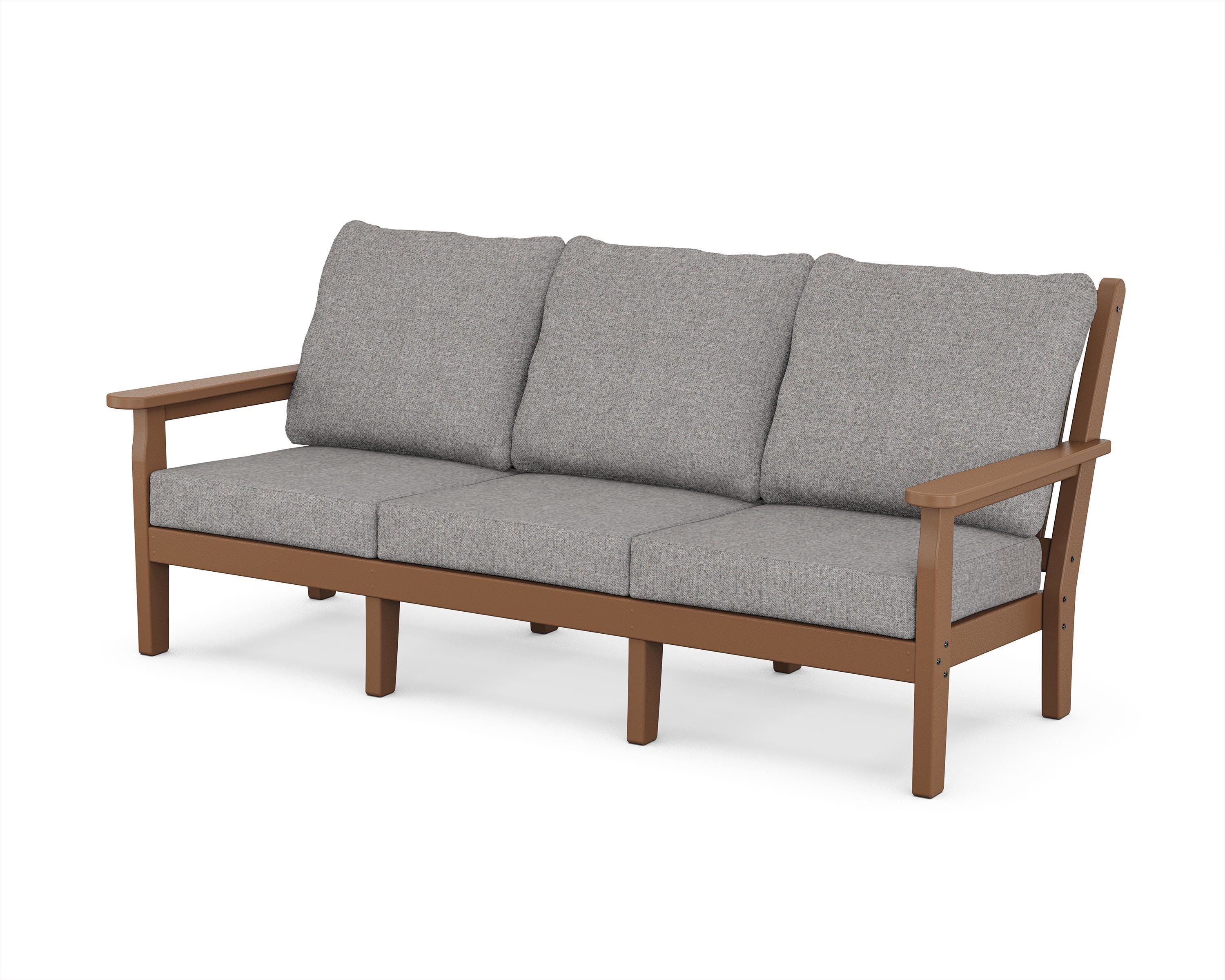 POLYWOOD® Chippendale Deep Seating Sofa in Teak / Grey Mist