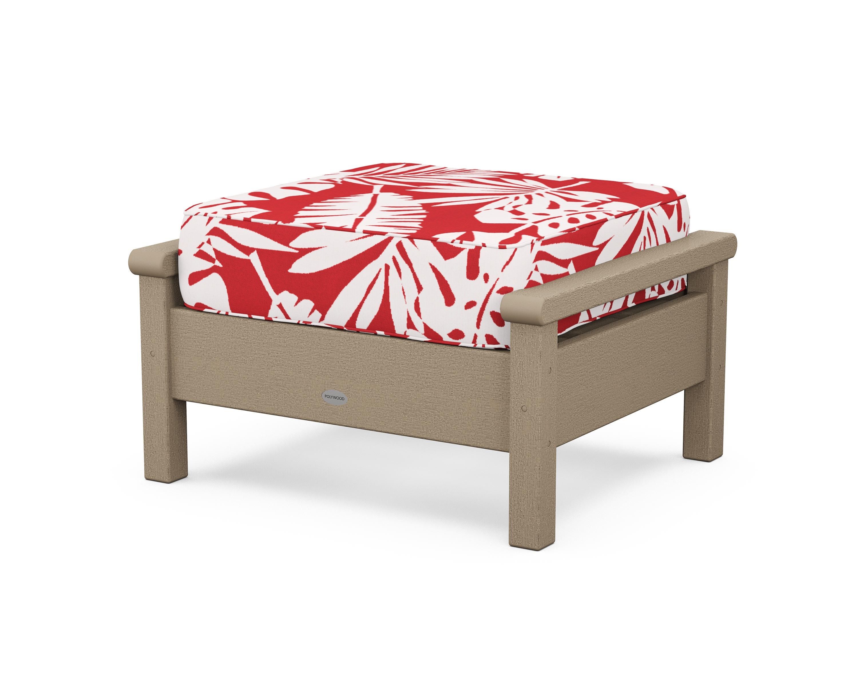 POLYWOOD® Harbour Deep Seating Ottoman in Vintage Sahara / Leaf Crimson