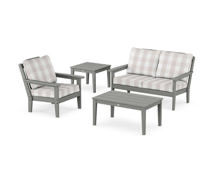 Country Living Wovendale 4-Piece Deep Seating Set in Slate Grey / Buffalo Plaid Dune Burlap