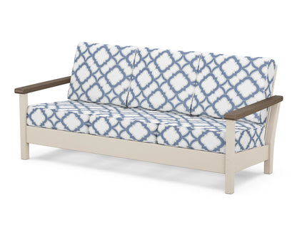 POLYWOOD® Harbour Deep Seating Sofa in Sand / Kona / Trellis Sky Blue