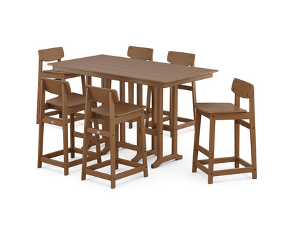 POLYWOOD® Modern Studio Urban Lowback Bar Chair 7-Piece Set in Teak
