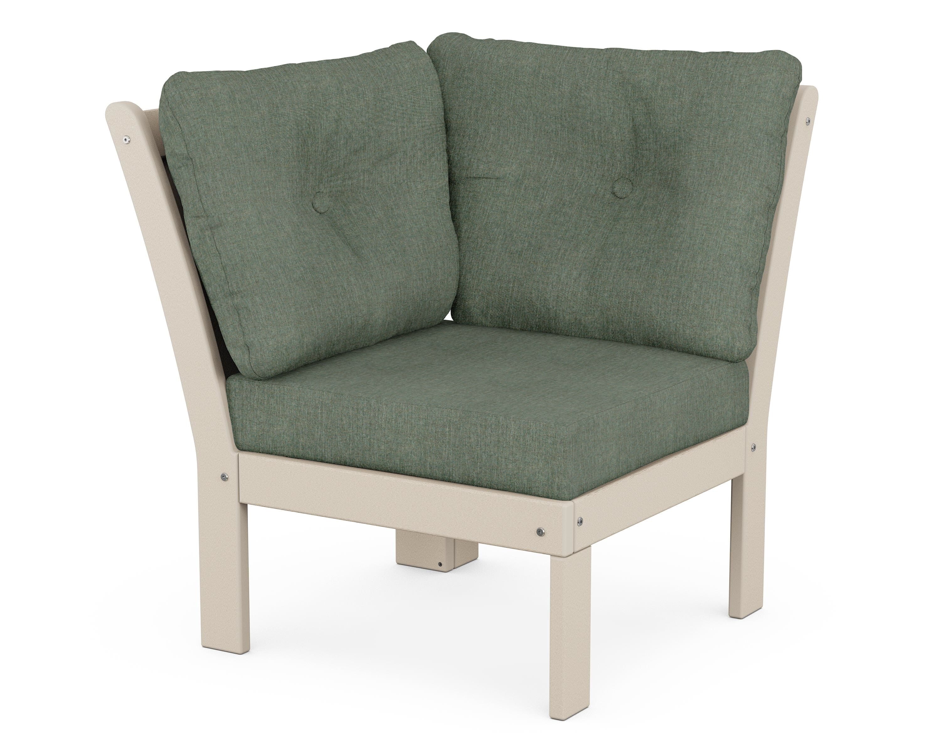 POLYWOOD® Vineyard Modular Corner Chair in Sand / Cast Sage