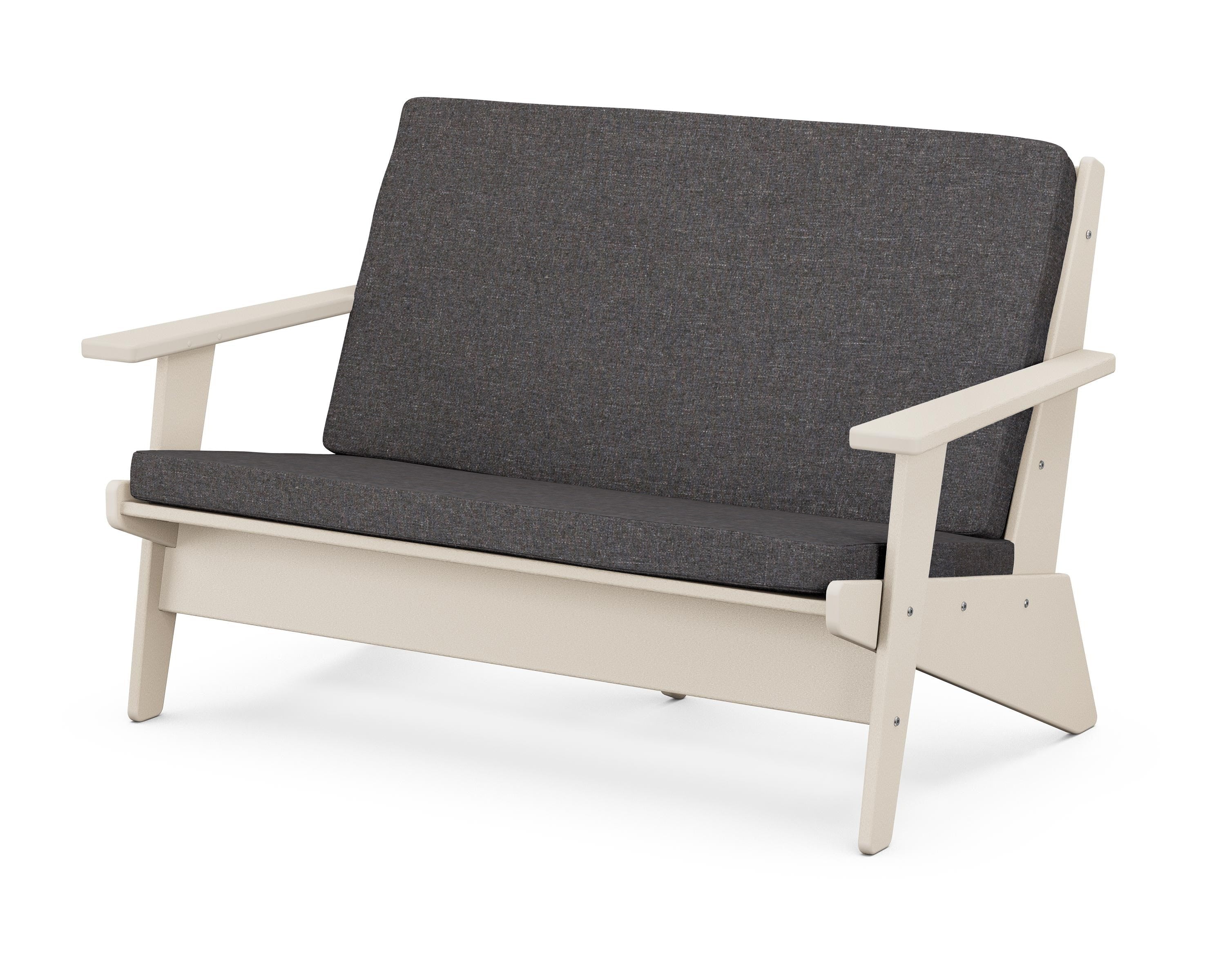 POLYWOOD® Riviera Modern Lounge Loveseat in Sand / Ash Charcoal