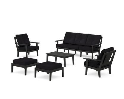POLYWOOD® Prairie 6-Piece Lounge Sofa Set in Black / Midnight Linen