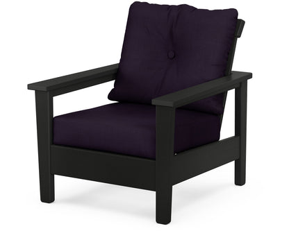 POLYWOOD® Prescott Deep Seating Chair in Black / Navy Linen
