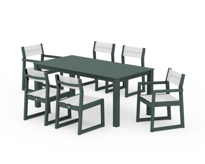 POLYWOOD® EDGE Sling 7-Piece Parsons Dining Set in Green / White Sling