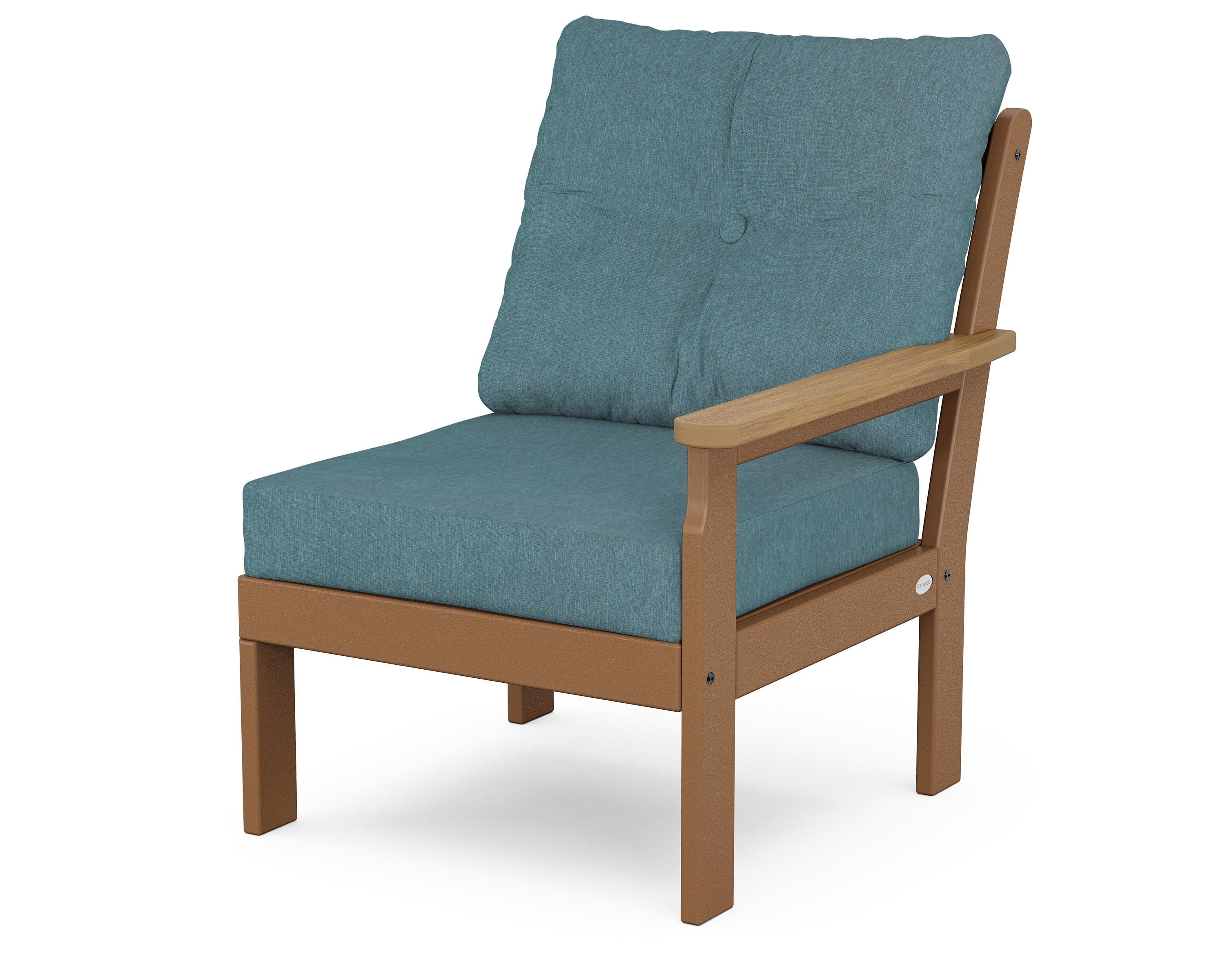 POLYWOOD® Vineyard Modular Right Arm Chair in Teak / Natural / Ocean Teal