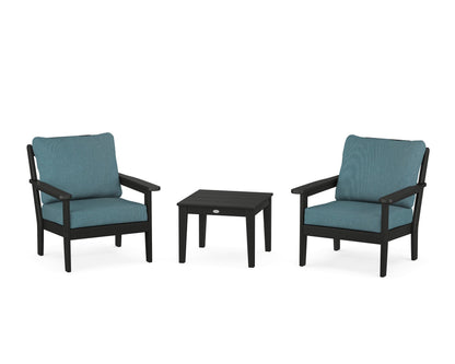 Country Living Cottage 3-Piece Deep Seating Set in Black / Ocean Teal