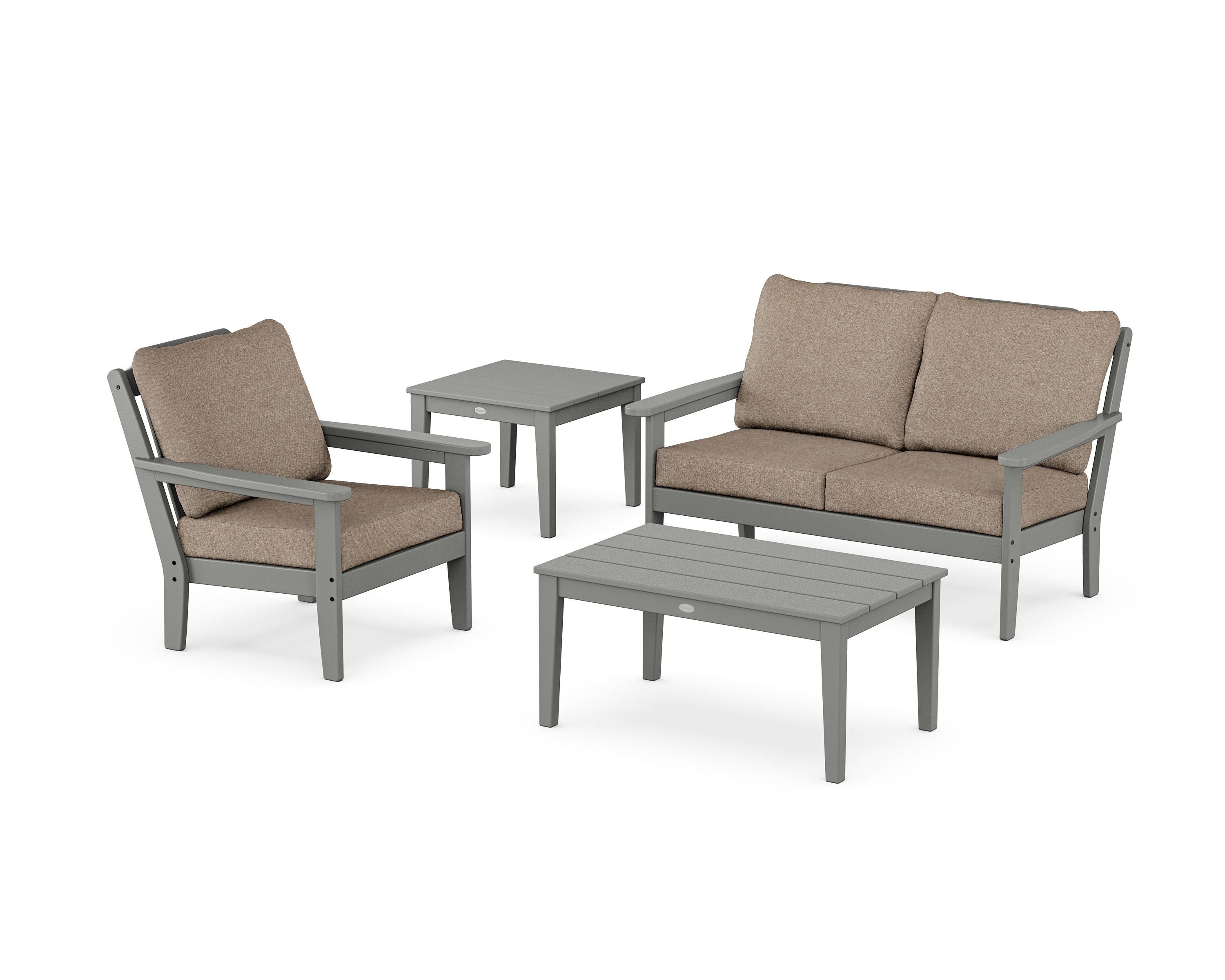 Country Living Wovendale 4-Piece Deep Seating Set in Slate Grey / Spiced Burlap