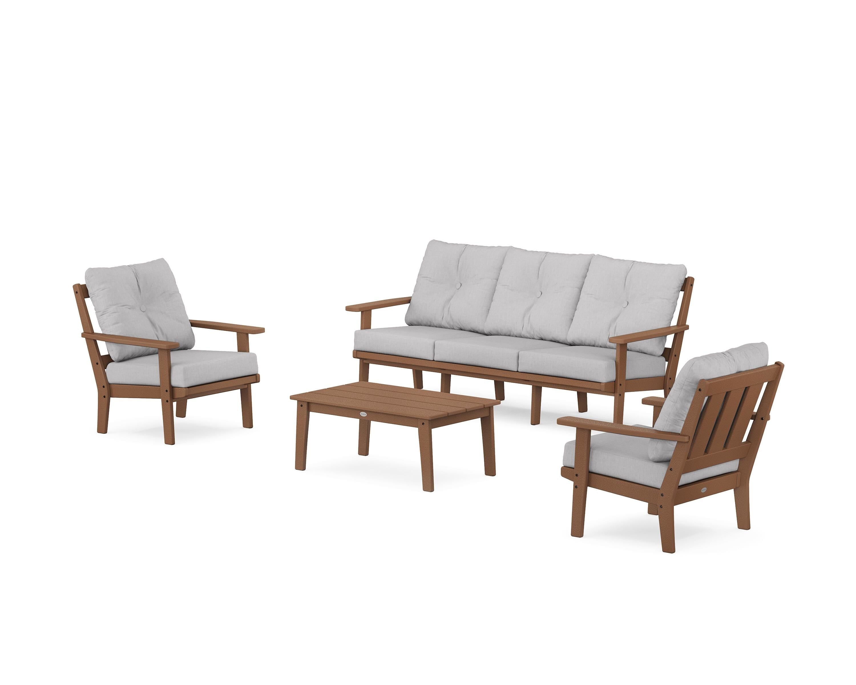 POLYWOOD® Oxford 4-Piece Deep Seating Set with Sofa in Teak / Granite