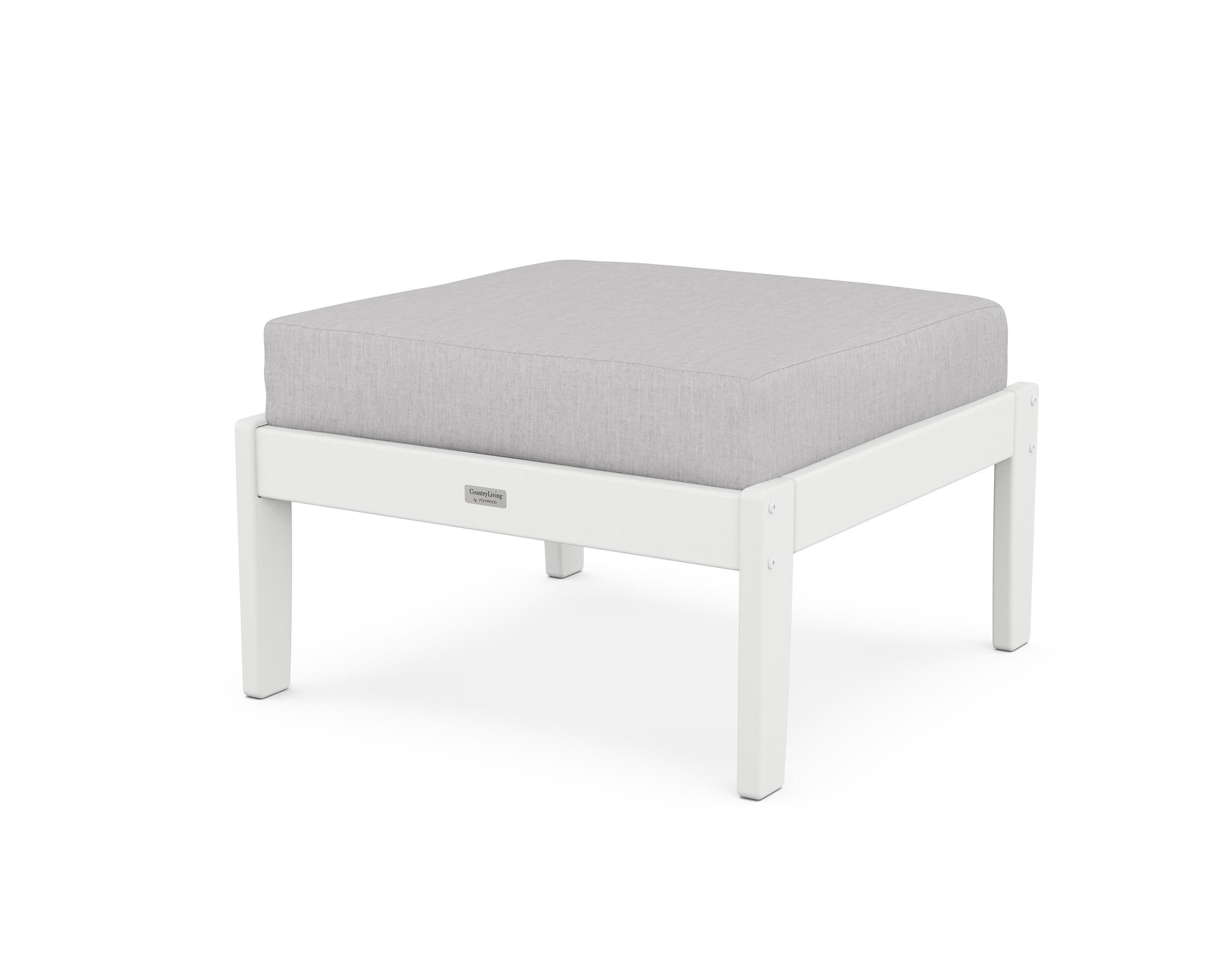 Country Living Cottage Deep Seating Ottoman in White / Granite