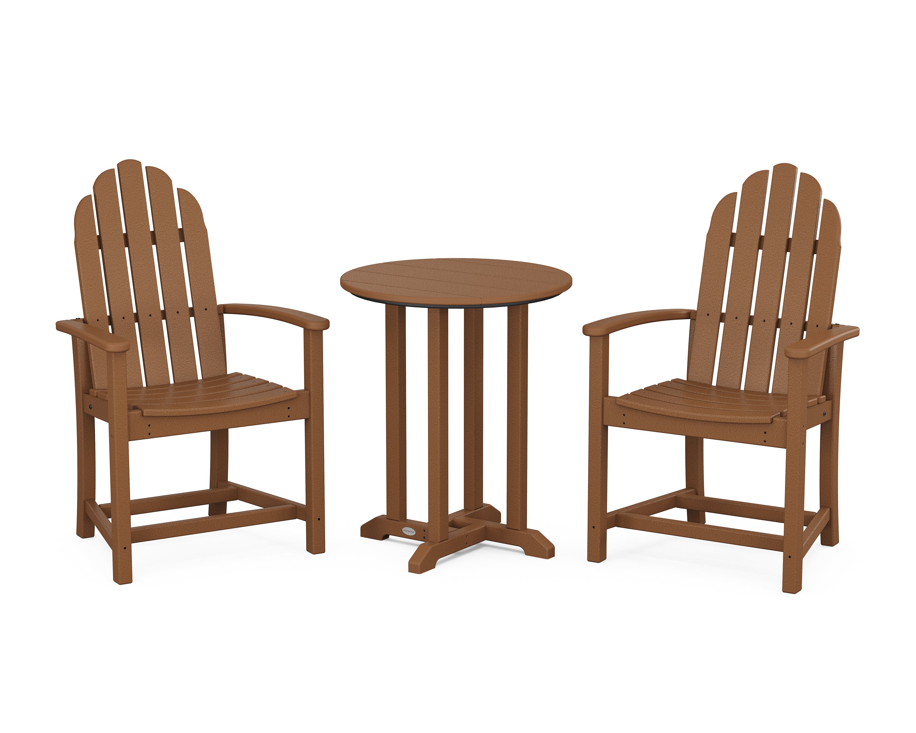 POLYWOOD® Classic Adirondack 3-Piece Round Bistro Dining Set in Teak