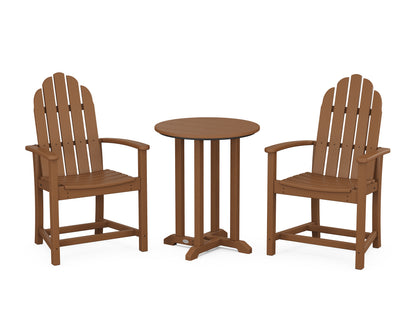 POLYWOOD® Classic Adirondack 3-Piece Round Bistro Dining Set in Teak